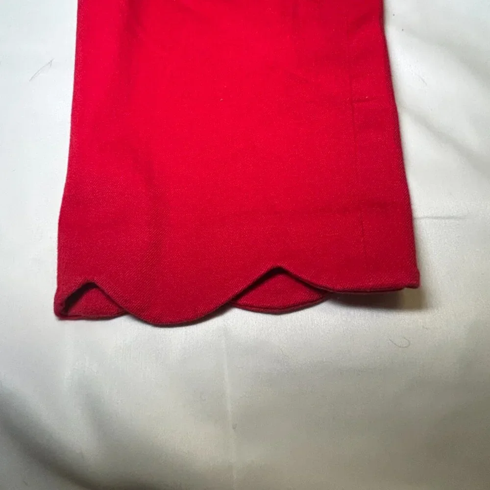 J.Crew Winnie Pants Cropped Scalloped Hem Side Zip Closure‎ Stretch Fabric Red 4